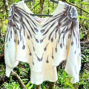 Vintage V-Neck Italian made beaded/Sequenced Sweater